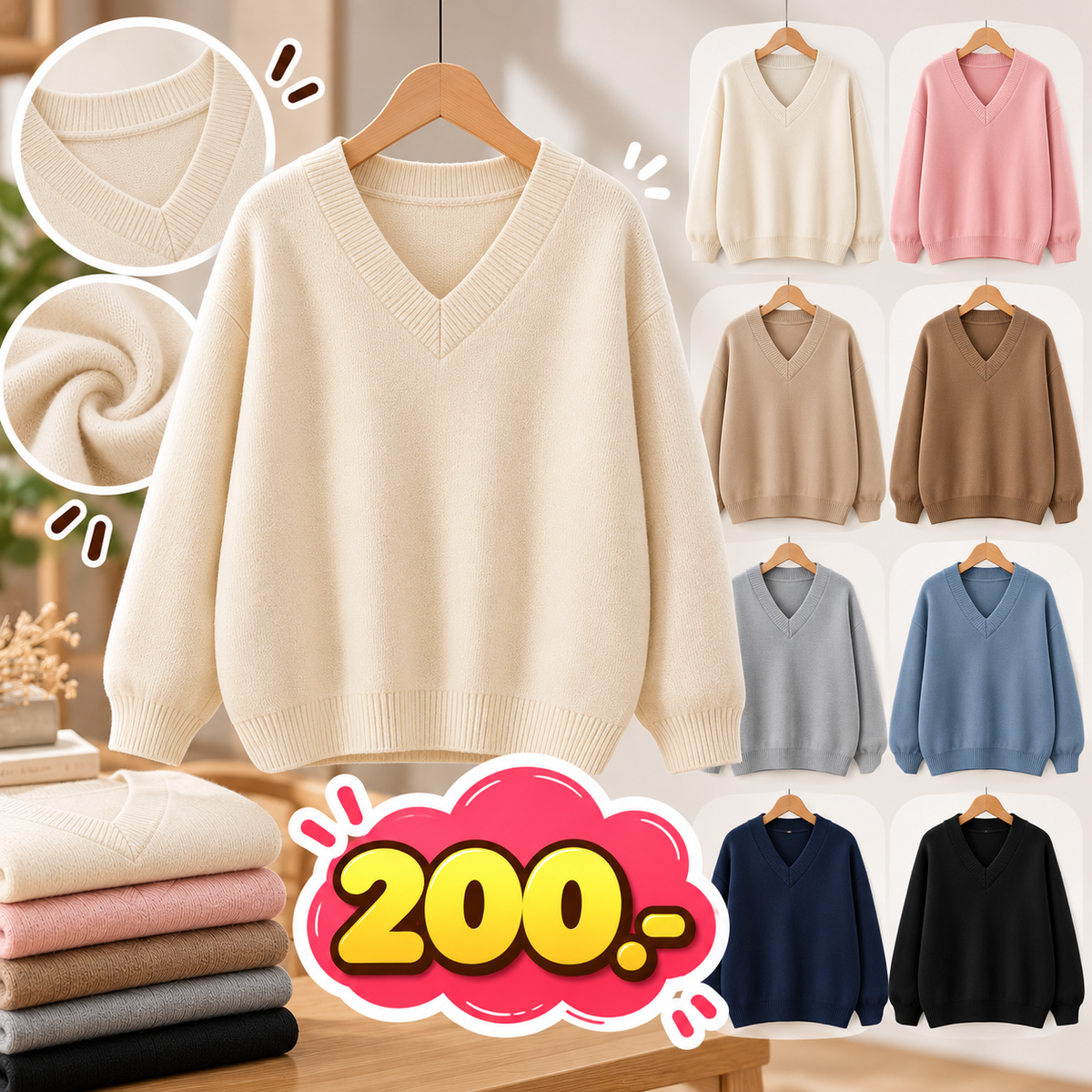 เสื้อ สเวตเตอร์คอวี