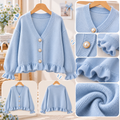 เสื้อคาร์ดิแกนชายเสื้อแต่งระบาย - สีฟ้า